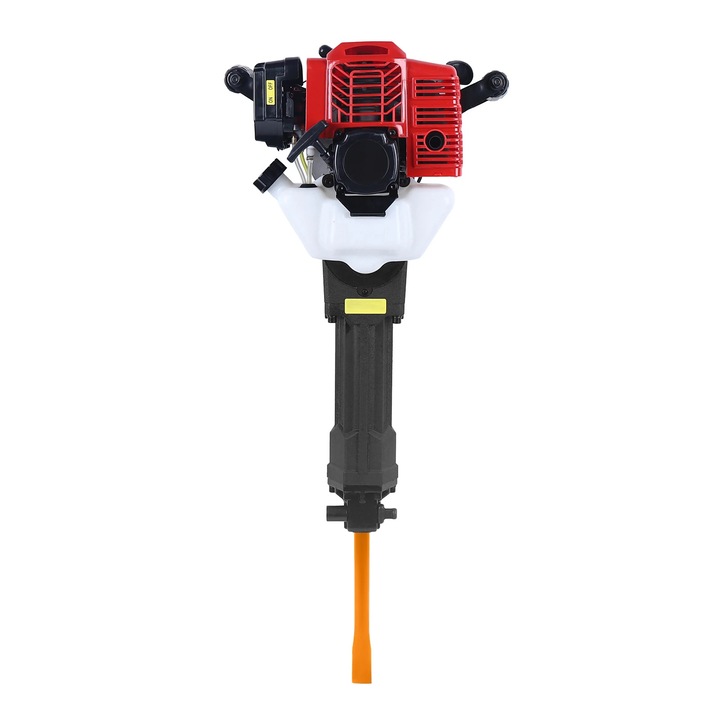 Ciocan demolator pe benzina 52cc, picamer, 1900W, 6500 rpm, dalta ascutita si plata, pentru beton si piatra, rosu