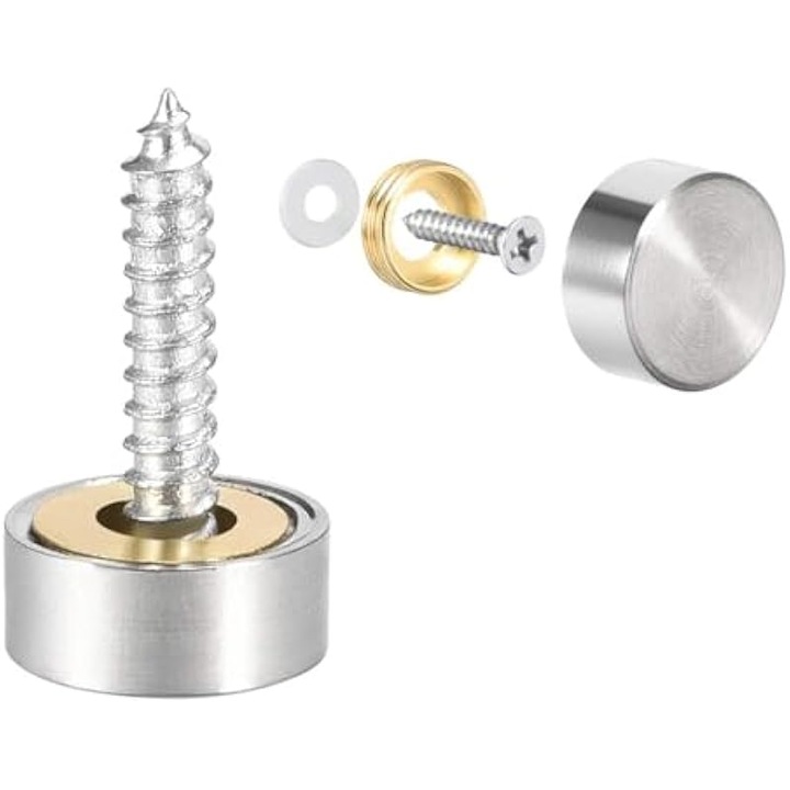Dekoratív csavarvédő sapkák, szálcsiszolt rozsdamentes acél, 10mm, 8 db-os készlet