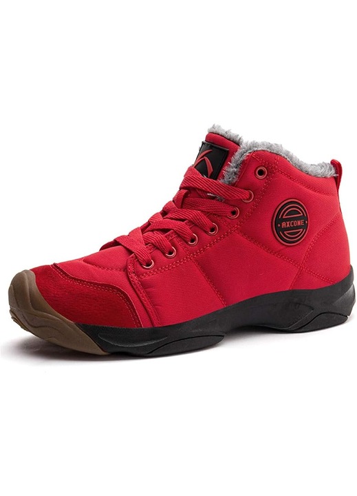 Ghete de Iarna, Axcone, Unisex – Impermeabile, Imblanite, Talpa Antiderapanta, pentru Iarna si Drumetii, Rosu, Rosu