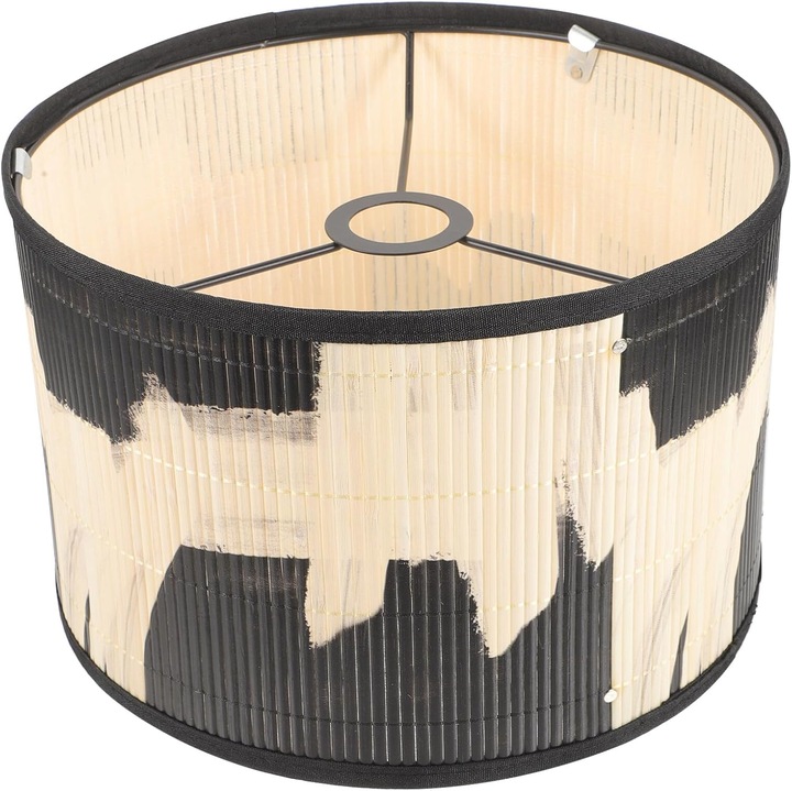 Abajur retro tambur bambus 30x30x20cm maro