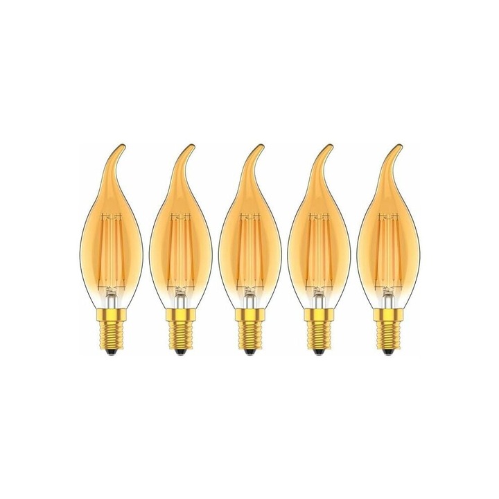 Bec LED retro E14, szabályozható, 4W, 2300K, borostyán üveg