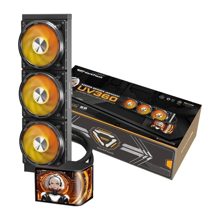Racitor pentru procesor DarkFlash UV360 (negru)