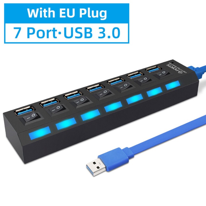 USB хъб Plug and Play, моментално свързване, надеждна производителност, черен