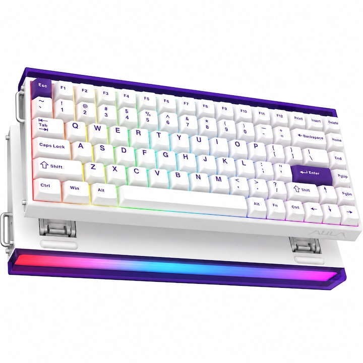 K KAVLORN KL61 Tastatura mecanica gaming 61 taste 60% | Structura GASKET | Hot-Swap total | Switch rosu | Iluminare RGB 17 moduri | Anti-ghosting 21 taste | Compatibil Windows/Mac
