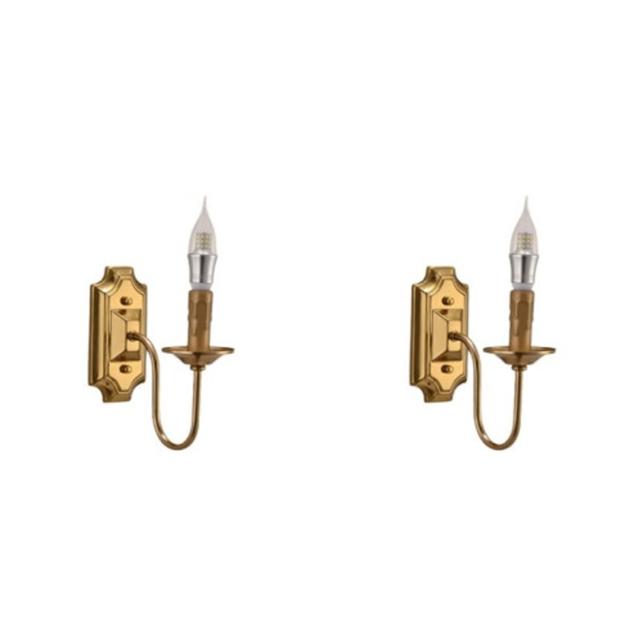 Комплект от 2 винтидж аплика за стена, бронз, 3W, 110-220V, 3000-6000K, желязо+акрил