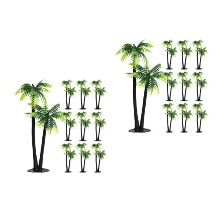 Set 30 mini palmieri artificiali din plastic, 14x5x3cm, verde