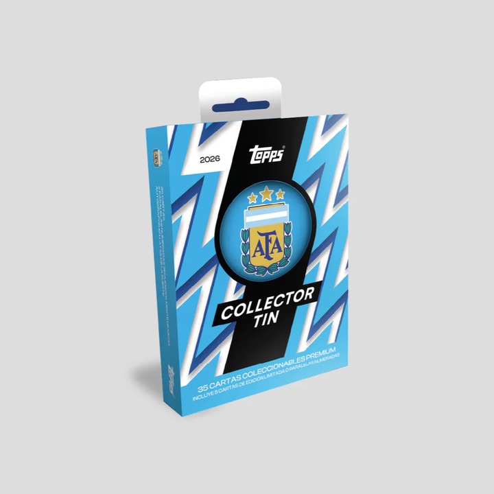2025/26 Topps Argentina Soccer Collector Tin Box (35 de carduri de fotbal, inclusiv 2 carduri numerotate garantate!)