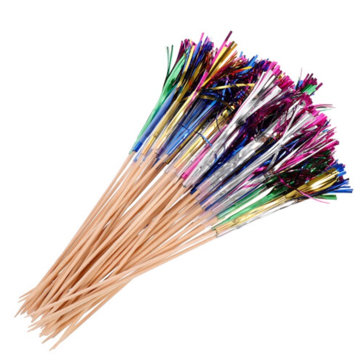 200 bucati betisoare din lemn multicolor 23x5x0.2cm set decor cocktail