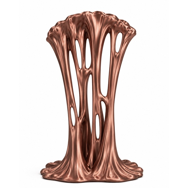 3D nyomtatott fejhallgató-tartó állvány – Silk Dark Copper, 24 cm, modern organikus dizájn gamer setuphoz
