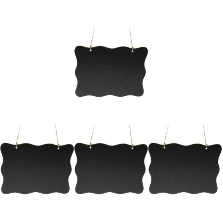 Set 4 table de scris suspendate din lemn, dublu fata, negru, 25x20x0.3cm