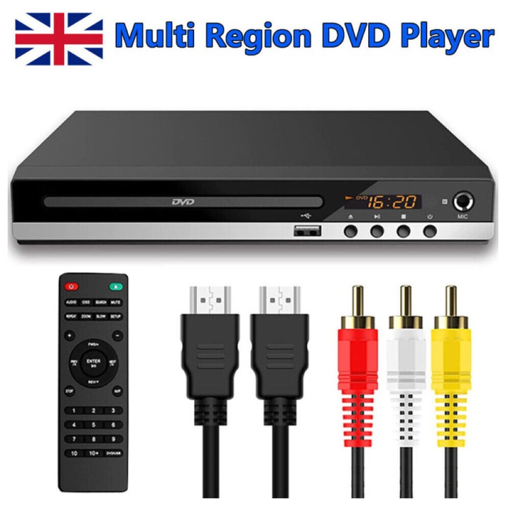 Компактен мултизонов DVD плейър с USB микрофон порт Full HD