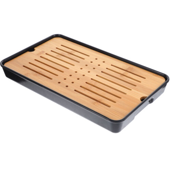 Fekete bambusz csepegtető tálca 32x23x4cm szett