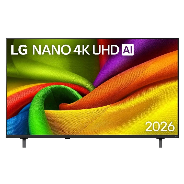 Телевизор LG 55NU8E0B3LA, 55" 4K HDR UHD, 3840x2160, DVB-T2/C/S2, AI Alpha 7, HDR 10, webOS 26, ThinQ AI, VRR, ALLM, HGiG, WiFi, Clear Voice, 4K Super Upscaling, Bluetooth 5.3, Hdmi e-ARC, CI, LAN, AirPlay2, AI Sound Pro, Google Cast, 2 Pole 55NU8E0B3LA