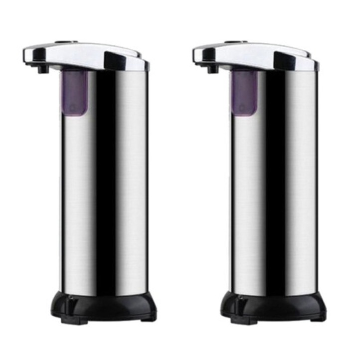 2 db automata szappanadagoló készlet, rozsdamentes acél, 250ml, ezüst