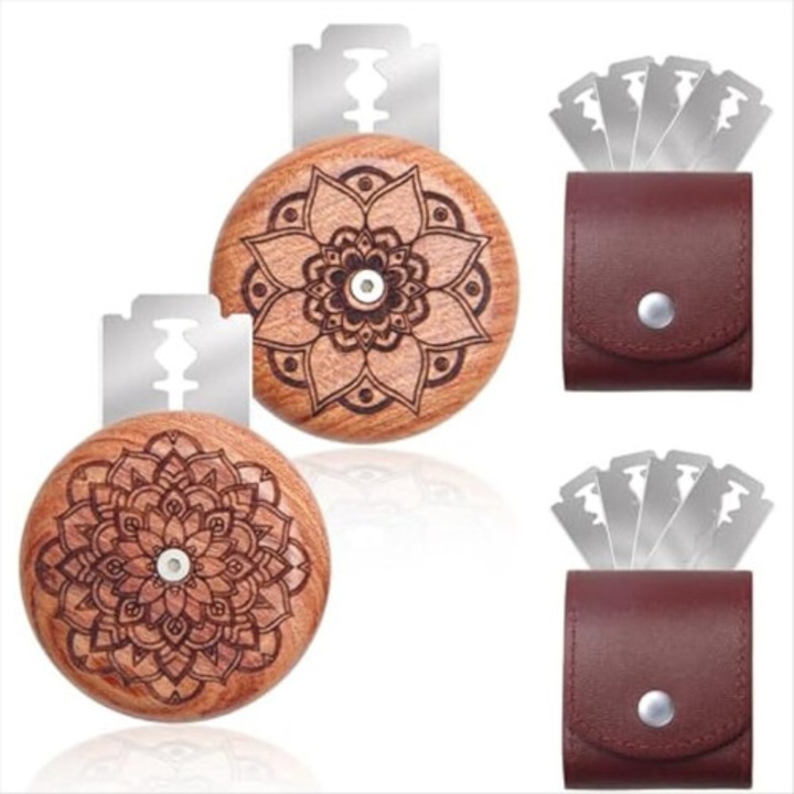 Set 14 piese ustensile taiat paine lemn inox multicolor