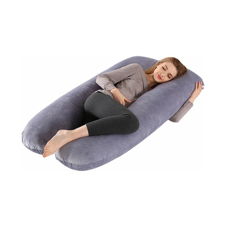 Perna gravide U, suport complet, confort, alb, 140x80x20cm