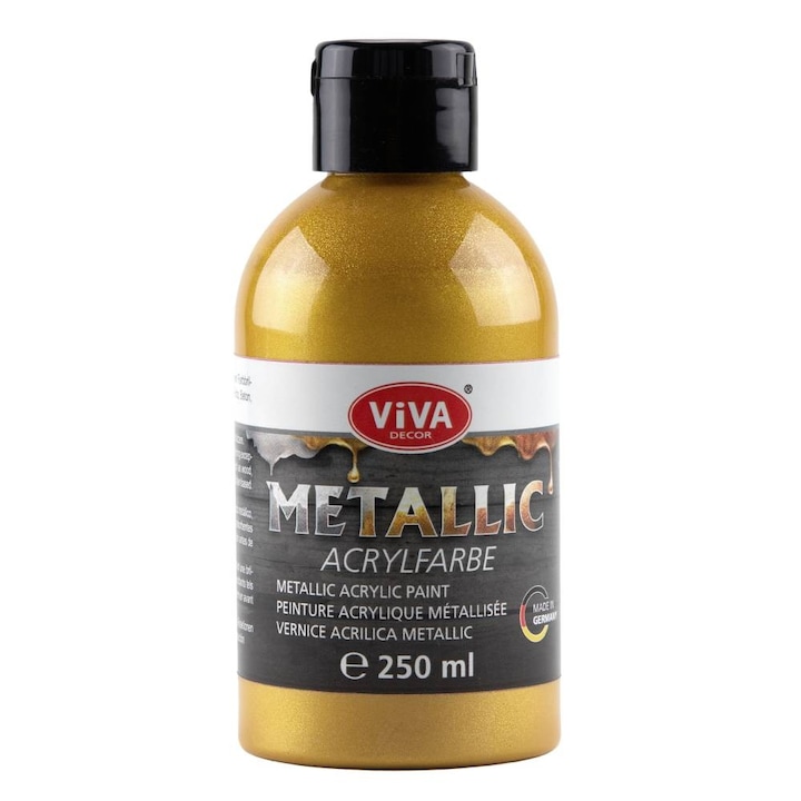 Vopsea acrilica metalica, cremoasa si intensa, VIVA DECOR, 250 ml Auriu