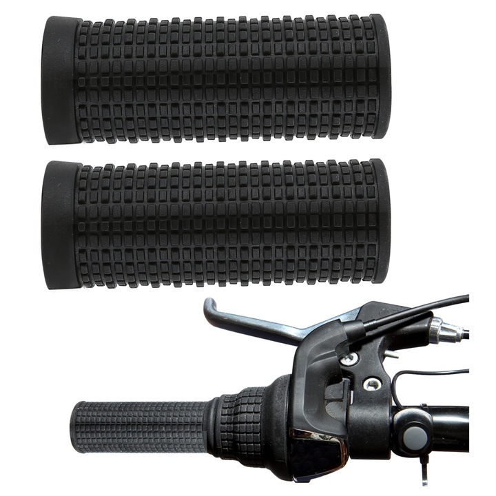 Mansoane bicicleta 20x74mm, cauciuc, negru, set 2 bucati