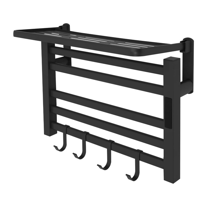 Uscator electric de prosoape, Incalzitor de prosoape montat pe perete, Trei niveluri, Aliaj de aluminiu, Certificat CE, Negru