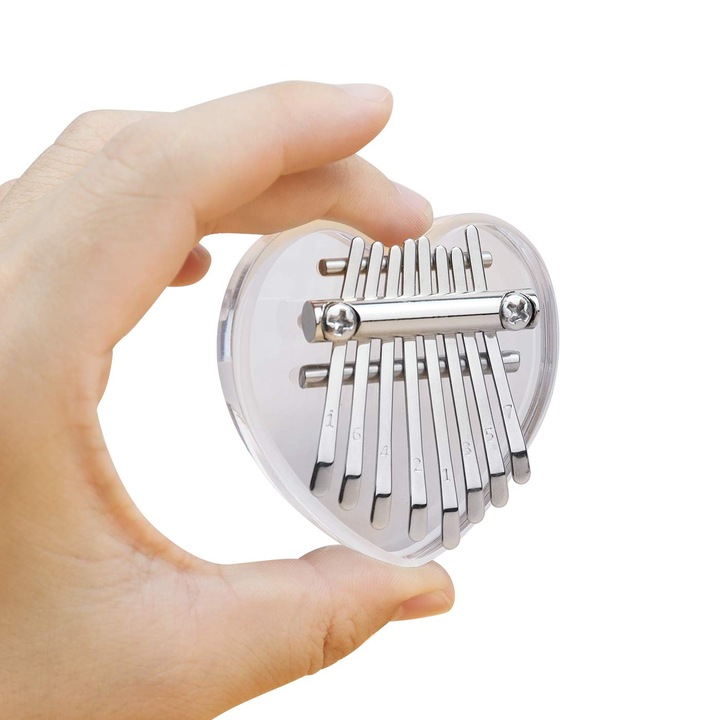 Mini kalimba 8 billentyűs átlátszó akril 12x10cm