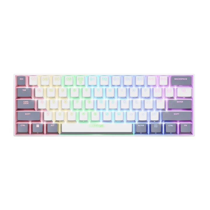 Безжична механична клавиатура Trust GXT 873 Acira бяла RGB Tenkeyless 26052
