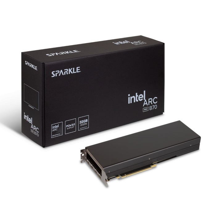 Placa video Sparkle Intel Arc Pro B70, 32GB GDDR6, pasiv, negru