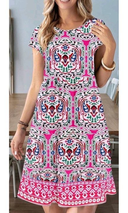 Rochie dama stil Boho, Multicolor, Multicolor