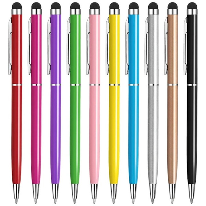 Stylus cu pix negru 2 in 1, silicon, multicolor, universal, 7mm