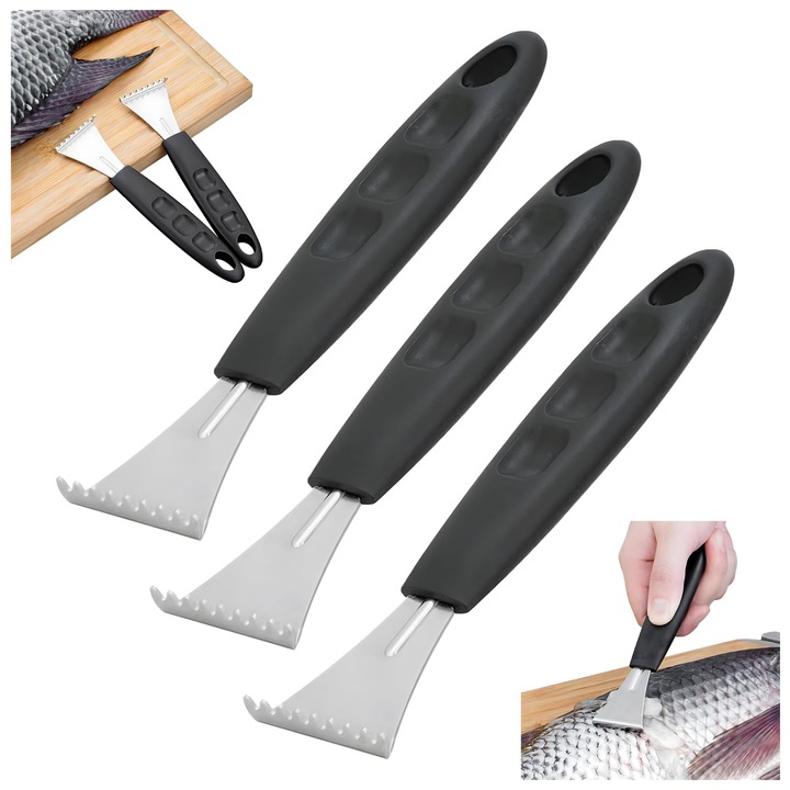 Curatator solzi peste inox set 3 piese maner antiderapant