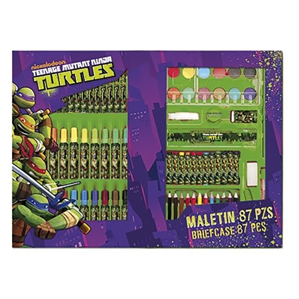 Trusa pictura, desen, 87 piese, Testoasele Ninja, 50x36x3cm, Perona, Fabricat in Spania