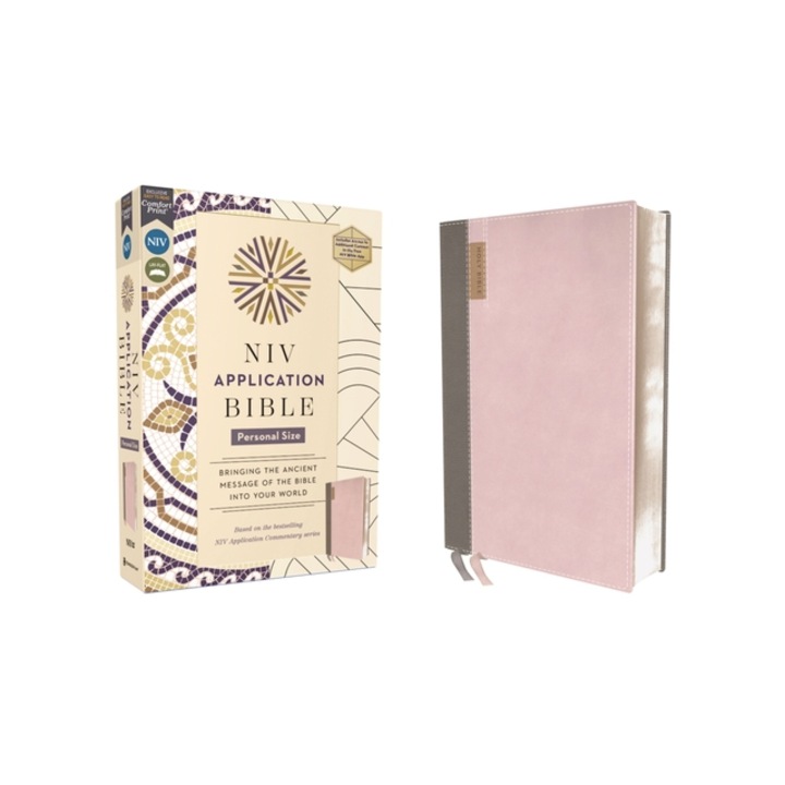 NIV Application Bible, Personal Size, Leathersoft, Pink, Red Letter, Comfort Print Bringing the Ancient Message of the Bible Into Your World, Zondervan