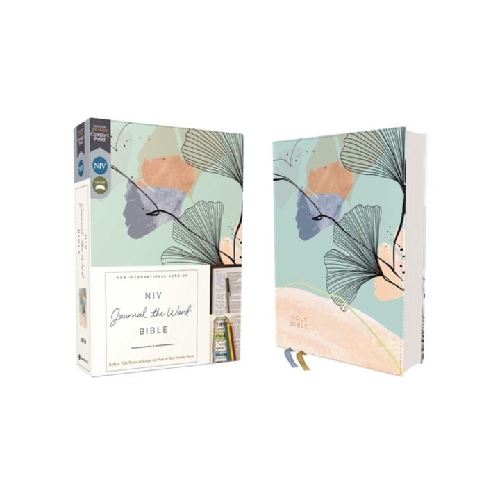 Niv, Journal the Word Bible Perfect for Note-Taking, Leathersoft, Teal/Floral, Red Letter, Comfort Print Reflect, Take Notes, or Create Art Next to, Zondervan