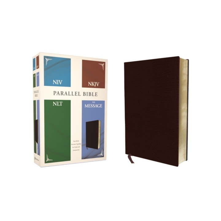 Niv, Nkjv, Nlt, the Message, Contemporary Comparative Parallel Bible, Bonded Leather, Burgundy, Zondervan