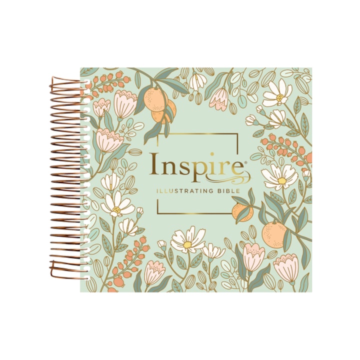 NLT Dayspring Inspire Illustrating Bible Spiral Bound, Mint Floral Garden, Filament Enabled, Tyndale