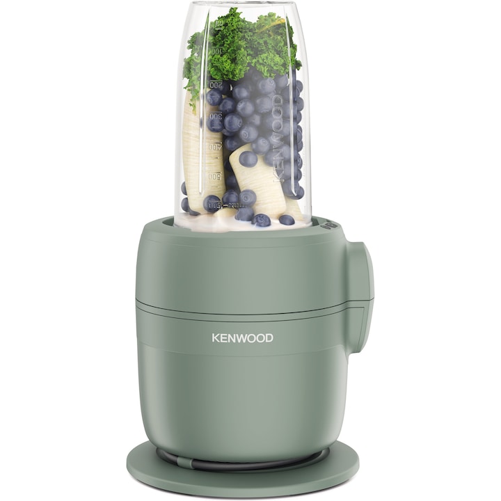 Robot de bucatarie compact KENWOOD MultiPro Go FDP23.380GR, 900W, vas 1.3L, blender 600 ml, 2 trepte viteza, functie 360° Express ServeTM pentru feliere/razuire nelimitata, verde