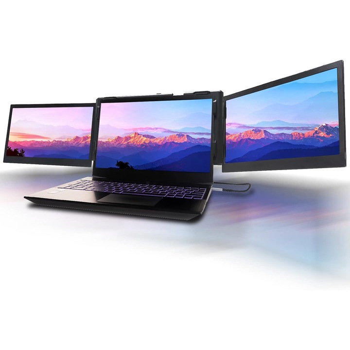 Kefeya P2 Pro 13.3 hüvelykes hordozható hármas laptop monitor, Full HD IPS, C típusú, Plug & Play, kompakt ház, Windows és macOS kompatibilis