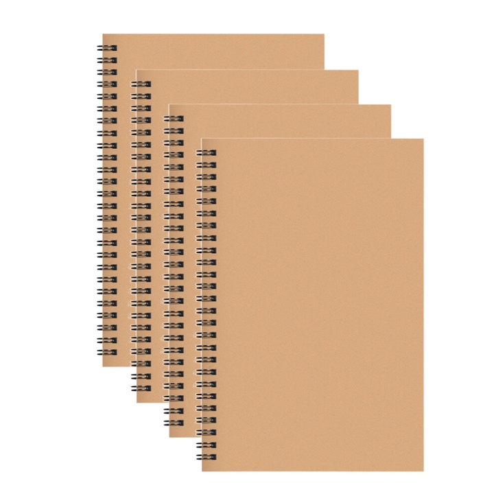Spirálfüzet szett 4 db, puha borító, A5, 65g/m², fehér