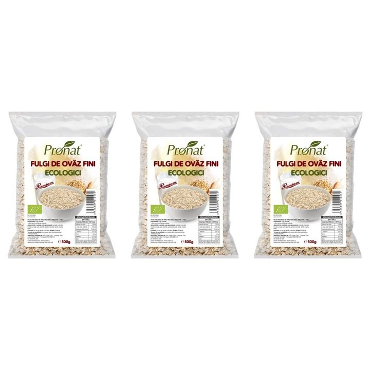 3 x Fin szemű bio zabpehely, Pronat 3x500g
