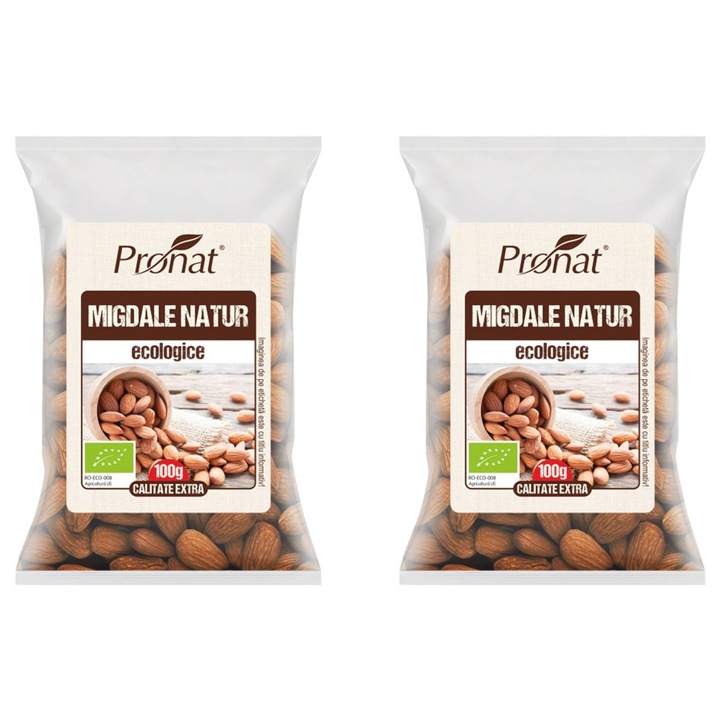 2 x Bio natúr mandula mag, 100g, 12-14mm Pronat