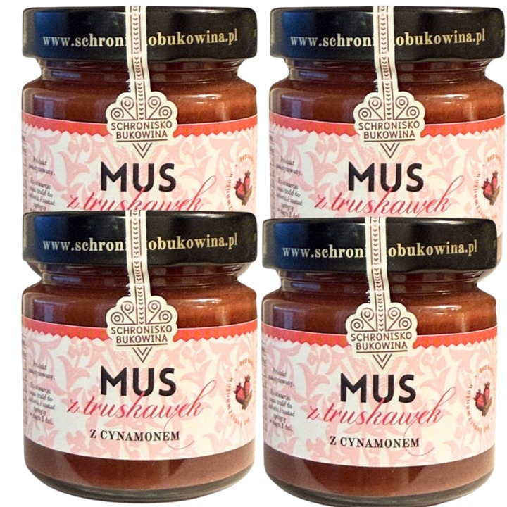 Mousse de capsuni cu scortisoara, Schronisko Bukowina, 200 g, 75% fructe, fara conservanti