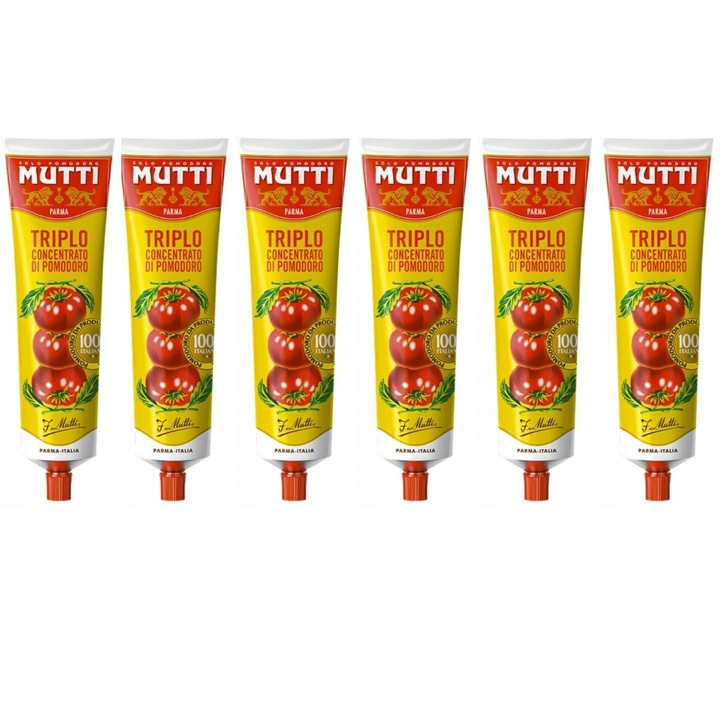 Concentrat de rosii, Mutti, Triplo, set 6 bucati, 180 g fiecare