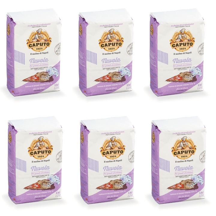 Faina pentru pizza, Caputo, Nuvola, Set 6 bucati, tip 0, grau italian, 1 kg x 6