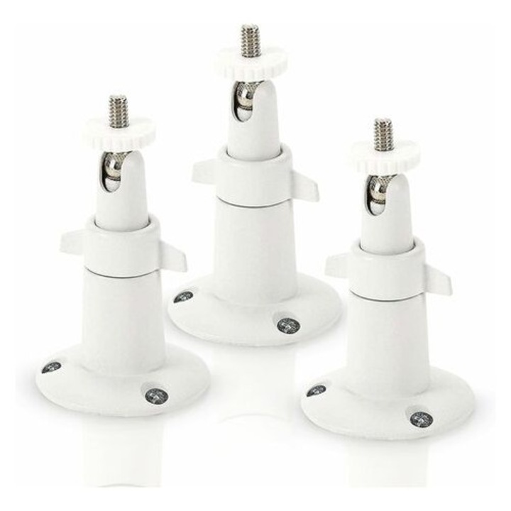 Suport metalic de perete pentru camere de securitate inteligente Arlo – Suport reglabil din aluminiu pentru interior/exterior pentru camere Arlo si alte modele compatibile (pachet de 3, alb)