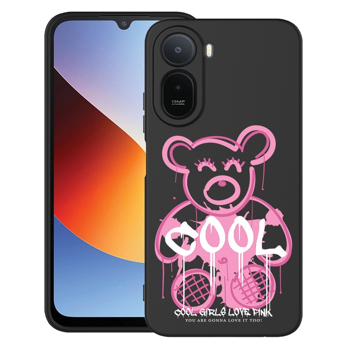 Intelli® Husa TPU Ultra Slim Compatibila cu Xiaomi Redmi A7 Pro, Teddy Bear Cool Pink, Protectie Camera, Rezistenta la uzura, 3145738 B 1551