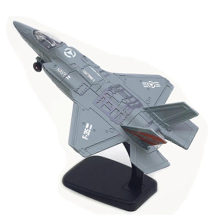 F-35 harci repülőgép játék hanggal, fénnyel és lendkerekes meghajtással, fekete, 15x10cm