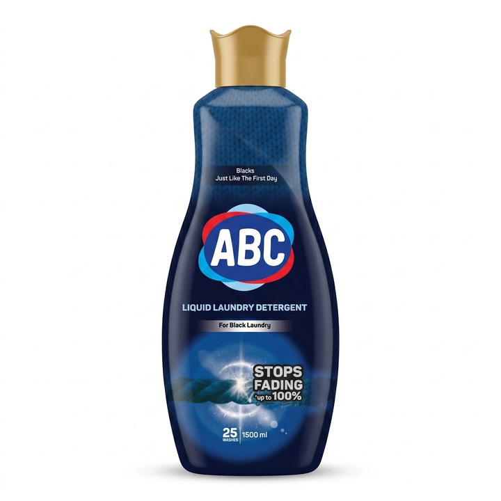 Detergent Lichid ABC Black 1.5L, 25 Spalari, Protejeaza Negrul si Culorile Inchise