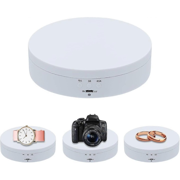 Suport rotativ 360 grade pentru prezentare, alb, 13.8x3.5cm