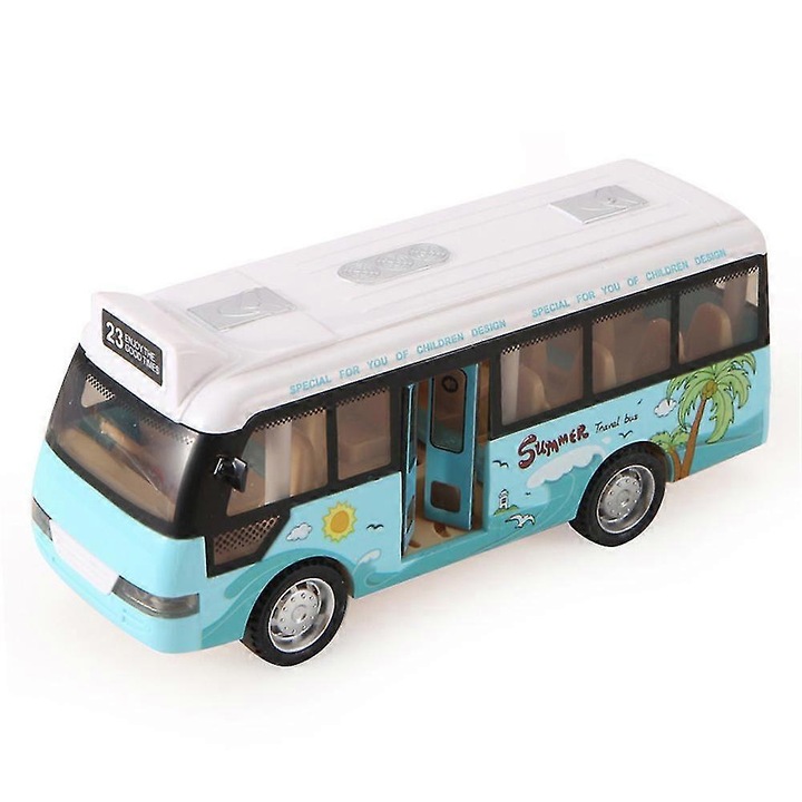 Jucarie autobuz oras albastru cu sunet si lumina, 12x5x6cm