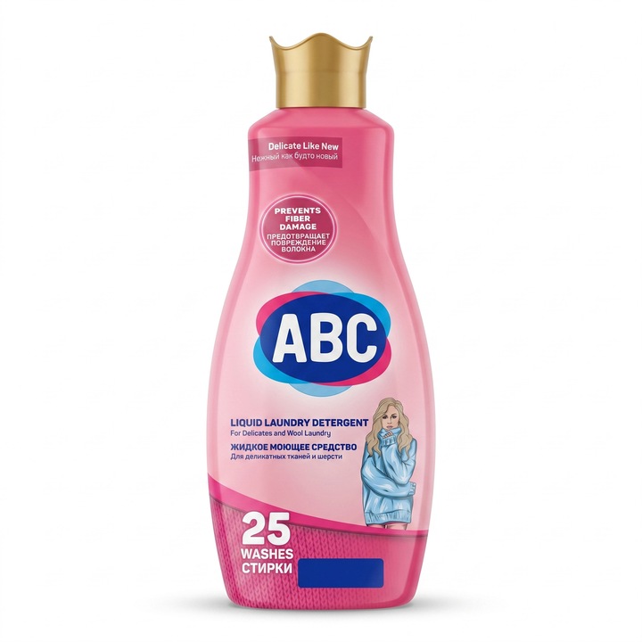 Detergent Lichid ABC Delicate 1.5L, 25 Spalari, Special Tesaturi Delicate si Lana
