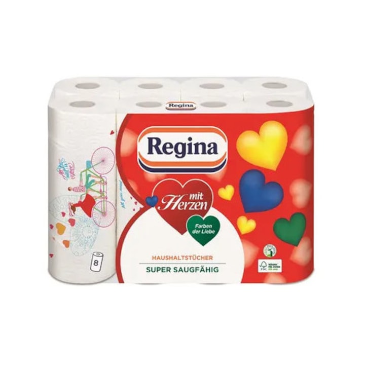 Prosop de bucatarie Regina Love - 3 straturi, super absorbanta, groasa, durabila, alb